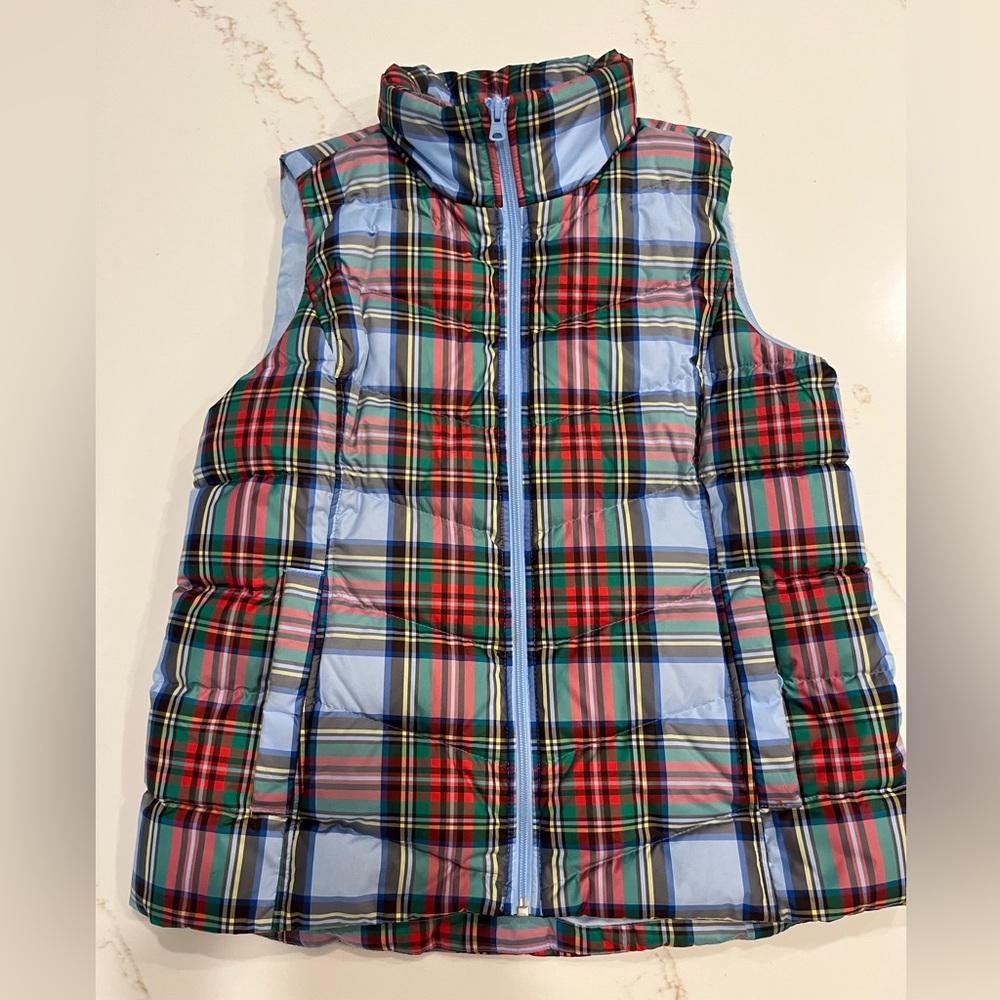 Lands' End Plaid Puffer Vest